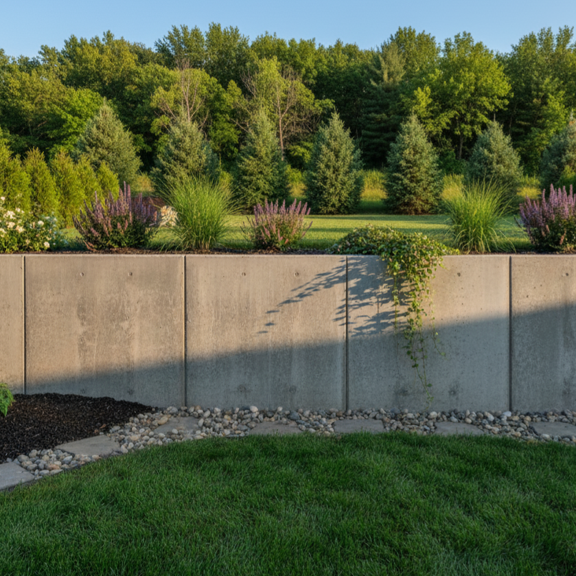 poured concrete retaining wall